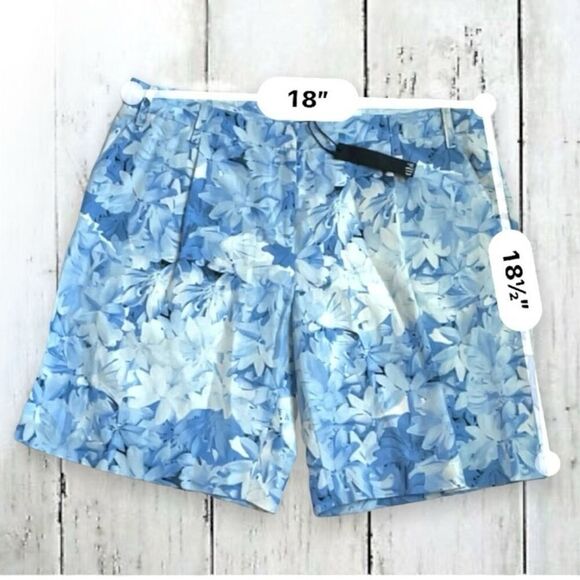 Tibi Shorts 10 NEW Blue Floral Silk and Linen 9” Inseam - Picture 3 of 6